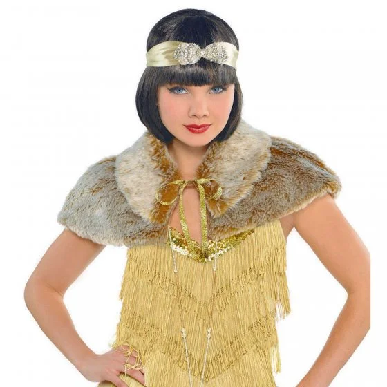 1920'S FLAPPER CHAMPAGNE FURRY FAUX FUR CAPELET 3 1920'S FLAPPER CHAMPAGNE FURRY FAUX FUR CAPELET