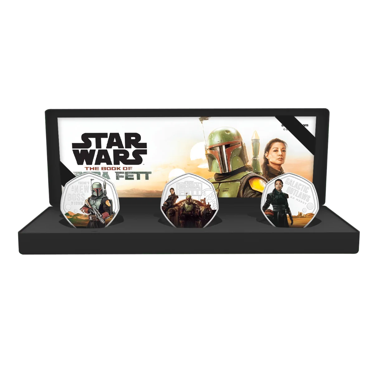 Star Wars: The Mandalorian The Book Of Boba Fett Commemorative Coin Boxset 3 Star Wars: The Mandalorian The Book Of Boba Fett Commemorative Coin Boxset