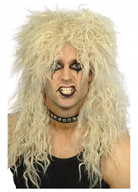 HARD ROCK 80'S CRIMPED WIG - BLONDE UNISEX 3 HARD ROCK 80'S CRIMPED WIG - BLONDE UNISEX