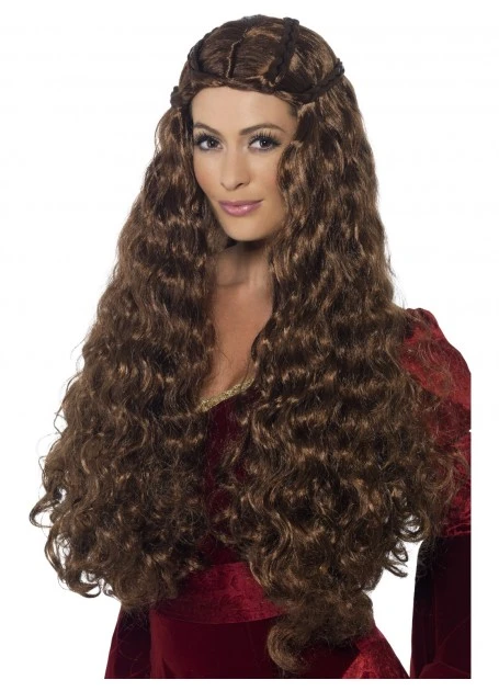 MARION MEDIEVAL PRINCESS WIG - LONG BROWN WAVY WITH PLAITS 3 MARION MEDIEVAL PRINCESS WIG - LONG BROWN WAVY WITH PLAITS
