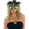 MASK - GOLD & BLACK FEATHER WARRIOR MASK -Wigs for Fancy Dress Sales Shop 48205 365739 1 3 800