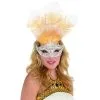 MASK - GOLD FEATHER & WHITE FILIGREE VENETIAN STYLE -Wigs for Fancy Dress Sales Shop 49490 848466 1 3 800