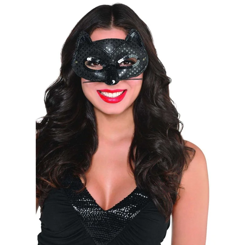 MASK - BLACK SEQUIN CAT 3 MASK - BLACK SEQUIN CAT