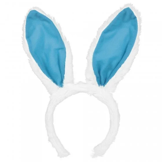 BUNNY EARS ON A HEADBAND BLUE & WHITE 3 BUNNY EARS ON A HEADBAND BLUE & WHITE