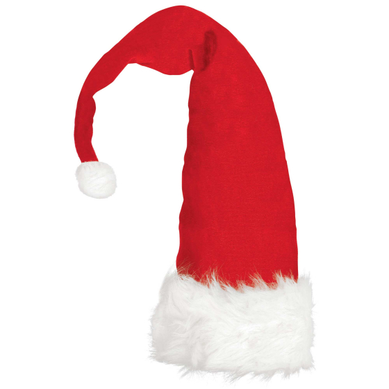 SANTA HAT LONG PLUSH HAT RED & WHITE 3 SANTA HAT LONG PLUSH HAT RED & WHITE