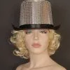 TOP HAT BLACK RIM WITH SILVER SEQUINS 2 TOP HAT BLACK RIM WITH SILVER SEQUINS -Wigs for Fancy Dress Sales Shop 90221silvertophat