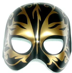 MASK - BLACK & GOLD FANTASY TATTOO MASK 2 MASK - BLACK & GOLD FANTASY TATTOO MASK