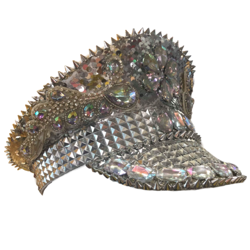 FESTIVAL HAT - BURNING MAN SILVER & WHITE SEQUINNED 3 FESTIVAL HAT - BURNING MAN SILVER & WHITE SEQUINNED
