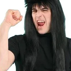 MULLET WIG - HEAVY METAL ROCKER EXTRA LONG IN 3 AVAILABLE COLOUR