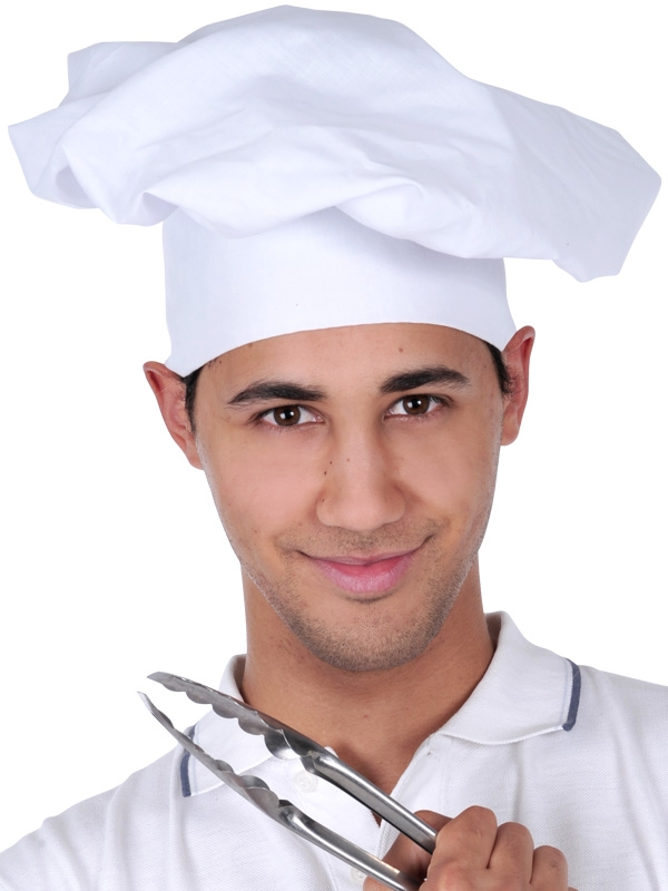 CHEF'S HAT - PLAIN WHITE FABRIC OVERSIZED 3 CHEF'S HAT - PLAIN WHITE FABRIC OVERSIZED
