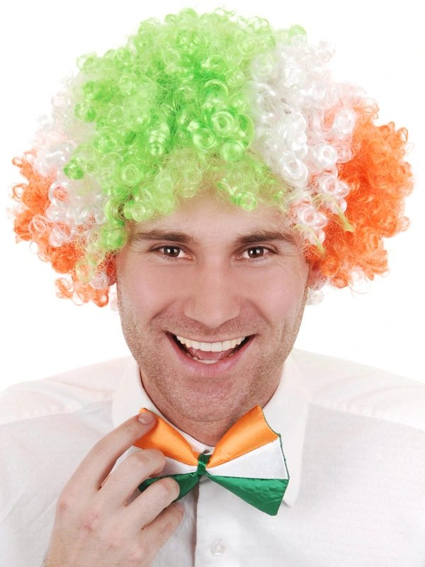 CURLY CLOWN WIG - GREEN, ORANGE & WHITE 3 CURLY CLOWN WIG - GREEN, ORANGE & WHITE