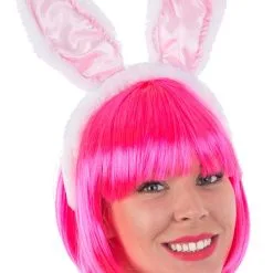 BUNNY EARS ON A HEADBAND PINK & WHITE