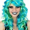 MARISSA SOFT CURL WIG IN BLUE & GREEN 2 MARISSA SOFT CURL WIG IN BLUE & GREEN -Wigs for Fancy Dress Sales Shop NW6567 MarissaCurls