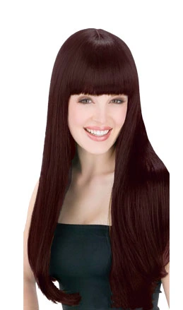 LONG BROWN GLAMOUR WIG WITH FRINGE 3 LONG BROWN GLAMOUR WIG WITH FRINGE