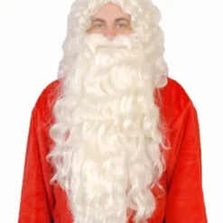 DELUXE WHITE CURLY WIG AND BEARD SET