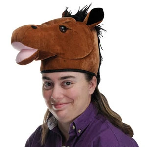 HORSE HEAD PLUSH FANCY DRESS HAT - DARK BROWN 3 HORSE HEAD PLUSH FANCY DRESS HAT - DARK BROWN