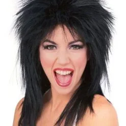 ROCK GOD/STAR/SLASH WIG BLACK SPIKY & LAYERED