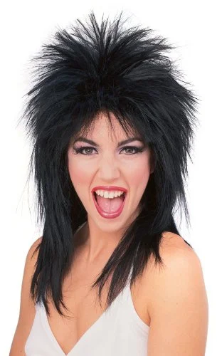 ROCK GOD/STAR/SLASH WIG BLACK SPIKY & LAYERED 3 ROCK GOD/STAR/SLASH WIG BLACK SPIKY & LAYERED