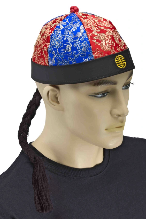 CHINESE COOLIE CAP WITH PIGTAIL 3 CHINESE COOLIE CAP WITH PIGTAIL