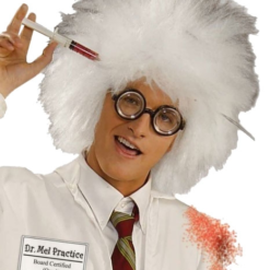 DR MAL PRACTICE MAD SCIENTIST EINSTEIN CRIMPED WHITE WIG