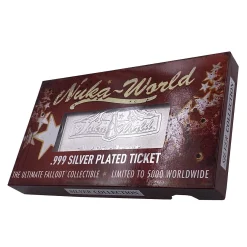 Fallout Nuka World Limited Edition .999 Silver Plated Ticket -Wigs for Fancy Dress Sales Shop flt silv pack angle