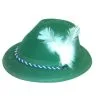 ALPINE MALE HAT - GREEN FLOCKED WITH WHITE FEATHER 1 ALPINE MALE HAT - GREEN FLOCKED WITH WHITE FEATHER -Wigs for Fancy Dress Sales Shop green feltex hat w feather