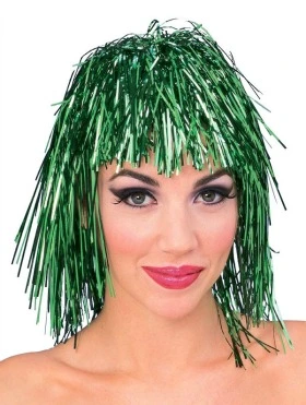 TINSEL WIG - GREEN 3 TINSEL WIG - GREEN