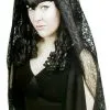 DARK MISTRESS WIG, ROSES & VEIL -Wigs for Fancy Dress Sales Shop halloweenveil