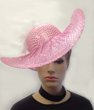 LADIES GLITTER & FEATHERED HAT IN RED, BLACK OR PINK 3 LADIES GLITTER & FEATHERED HAT IN RED, BLACK OR PINK