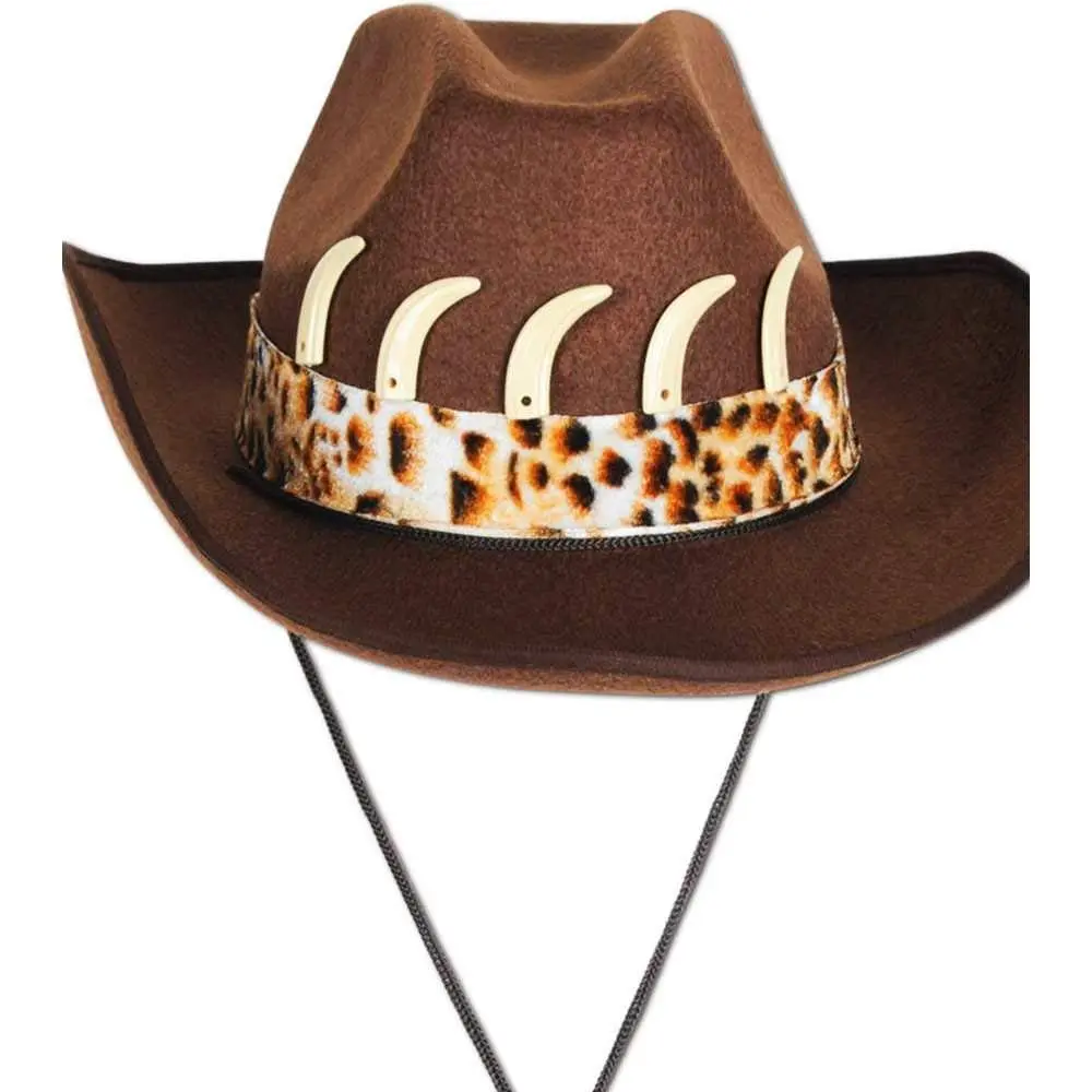 OUTBACK JUNGLE BROWN SUEDE HAT WITH CROCODILE TEETH 3 OUTBACK JUNGLE BROWN SUEDE HAT WITH CROCODILE TEETH