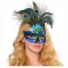MASK - VENETIAN BLUE PEACOCK FEATHER 1 MASK - VENETIAN BLUE PEACOCK FEATHER -Wigs for Fancy Dress Sales Shop peacock feather mask