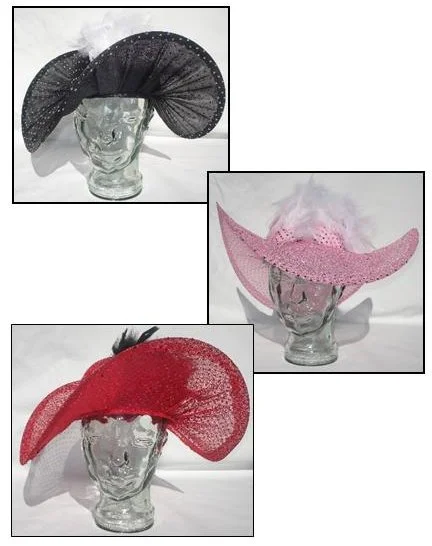 LADIES GLITTER & FEATHERED HAT IN RED, BLACK OR PINK 4 LADIES GLITTER & FEATHERED HAT IN RED, BLACK OR PINK - Image 2