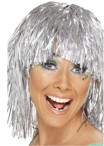 TINSEL WIG - SILVER 3 TINSEL WIG - SILVER