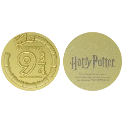 Harry Potter 24K Gold Plated Limited Edition Platform 9 3/4 Medallion -Wigs for Fancy Dress Sales Shop thg hp40 front back trans