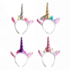 HEADBAND - UNICORN WITH SHINY METALLIC HORN & MARIBOU FLUFF