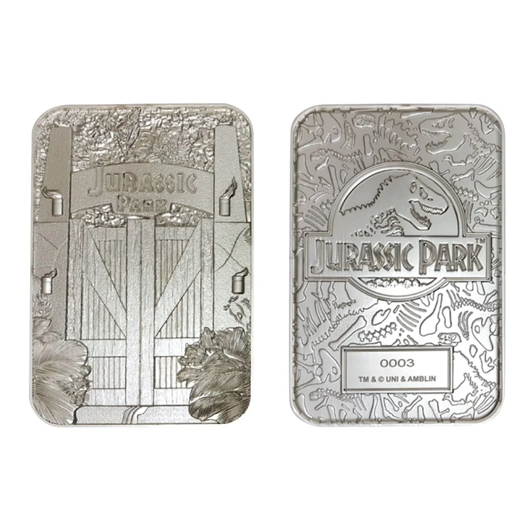 JURASSIC PARK Entrance Gates Limited Edition .999 Silver Plated Metal Card 3 JURASSIC PARK Entrance Gates Limited Edition .999 Silver Plated Metal Card
