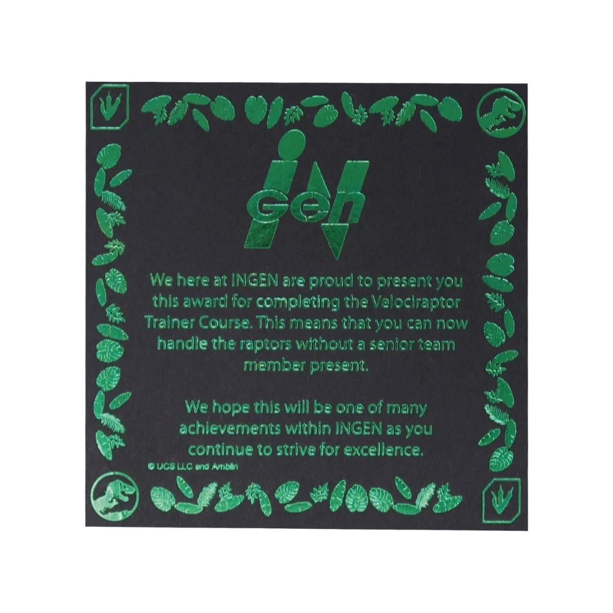 JURASSIC PARK Limited Edition Raptor Training Commendation Set 8 JURASSIC PARK Limited Edition Raptor Training Commendation Set - Image 6